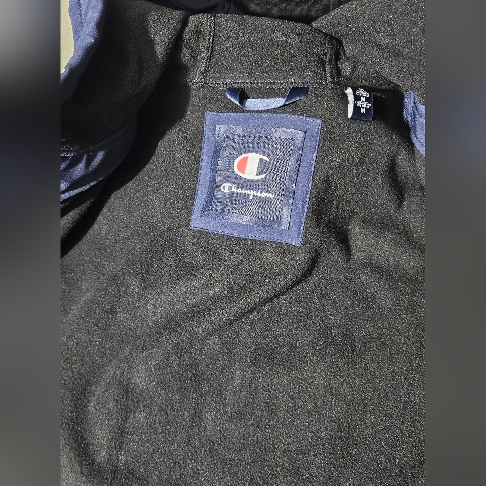 Champion Dark Blue Hooded Fleece Lined Mens Med Raincoat - Picture 8 of 10